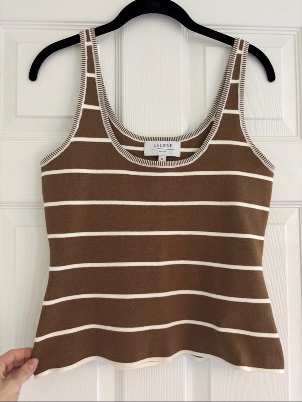 La Ligne Brown & Cream Striped Knit Tank